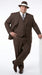 Men’s Brown Pinstripe Zoot Suit with 3 Button Jacket, Vest and Wide Leg Pants, 1920s Gangster Suit