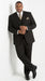 Men’s Black Three Button Poplin Suit with Classic Jacket and Pleated Pants, Formal Dress Suit
