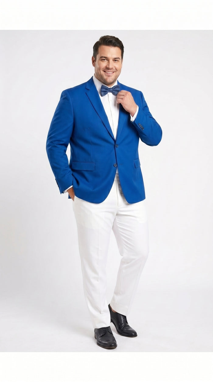 Men’s Royal Blue 2 Button Blazer with Notch Lapel, Wholesale Dress Casual Sport Coat