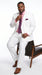 Men’s White Linen 2 Piece Suit with Two Button Jacket, Side Vents and Matching Pants