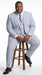 Men’s Light Blue Seersucker Suit with Jacket, Vest and Pants, High Quality Summer Dress Suit