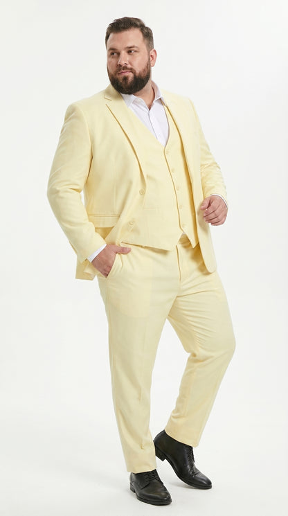 Men’s Yellow Seersucker Suit with Jacket, Vest and Pants, Summer Wedding Prom Dress Suit Modern Fit