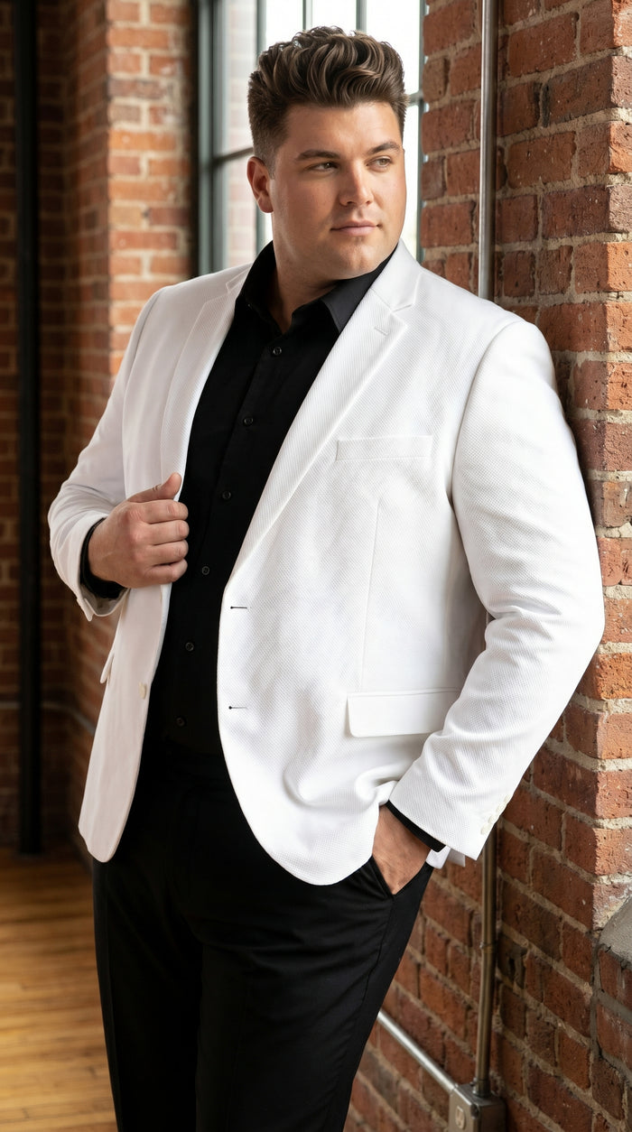 Men’s White Linen Fabric Summer Blazer with Notch Lapel, Dress Casual Sport Coat