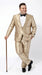 Men’s Champagne Tan Shiny Sharkskin 2 Button Suit, Formal Wedding Prom Dress Suit