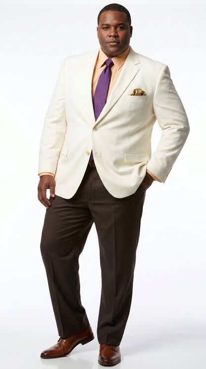 Men’s Ivory Cream Blazer with 2 Button Front, Off White Dress Casual Sport Coat