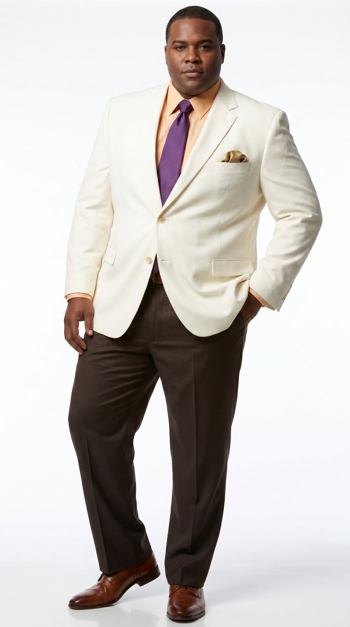 Men’s Ivory Cream Blazer with 2 Button Front, Off White Dress Casual Sport Coat