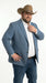 Men’s Light Blue Plaid Western Sport Coat, Business Casual Cowboy Blazer Jacket