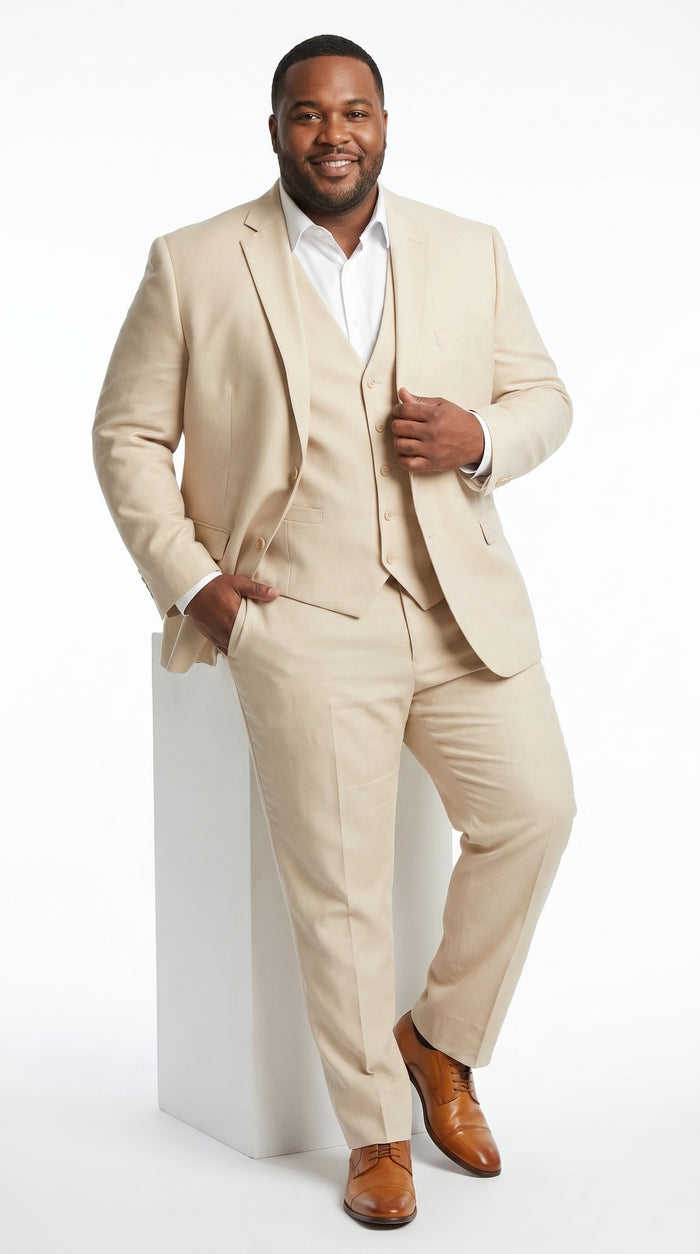 Men’s Champagne Wedding Suit with Vest, Summer Formal Groom and Beach Wedding Suit