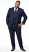 Men’s Indigo Sapphire Blue Plaid 3 Piece Suit with Double Breasted Vest, Slim Fit Windowpane Suit
