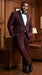 Men’s Maroon Slim Fit Tuxedo with Black Satin Lapel, Burgundy Wine Formal Prom Suit