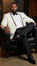 Men’s One Button Ivory Tuxedo Suit with Black Trim, Formal Wedding Prom Dinner Jacket