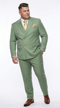 Rossiman Men’s Sage Green Double Breasted Suit with Gold Buttons, Slim Fit Lightweight Summer Suit