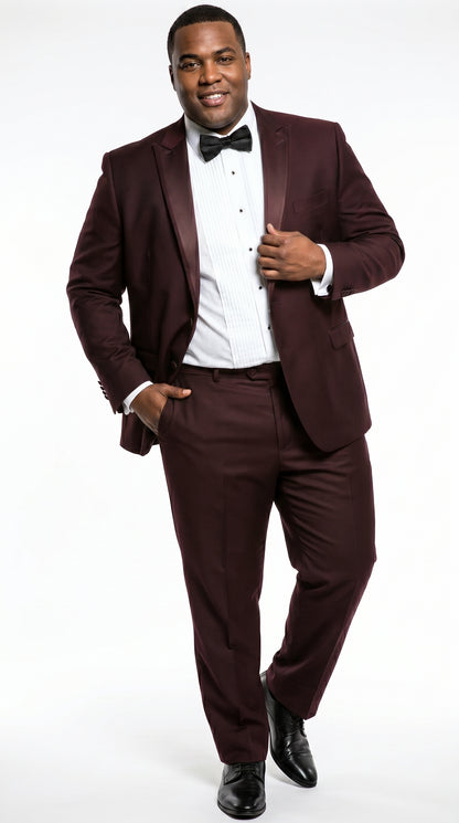 Men’s Brown Slim Fit 2 Piece Tuxedo with Satin Peak Lapel, Formal Wedding Prom Suit