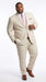 Men’s Natural Linen 2 Piece Suit with Side Vents, Two Button Regular Fit Summer Dress Suit