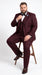 Men’s Burgundy Regular Fit Suit with Vest, Formal Wedding Prom Dress Suit