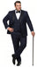 Alberto Nardoni Men’s Black Super 150s Wool Tuxedo with Peak Lapel, Double Breasted Vest and Flat Front Pants