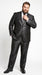 Men’s Vitali Black Sharkskin 2 Button Suit, Formal Wedding Business Dress Suit Set