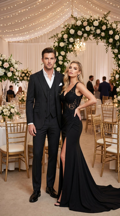 Men’s Black Scarface Inspired Suit with Classic Jacket and Pants, Formal Movie Style Dress Suit