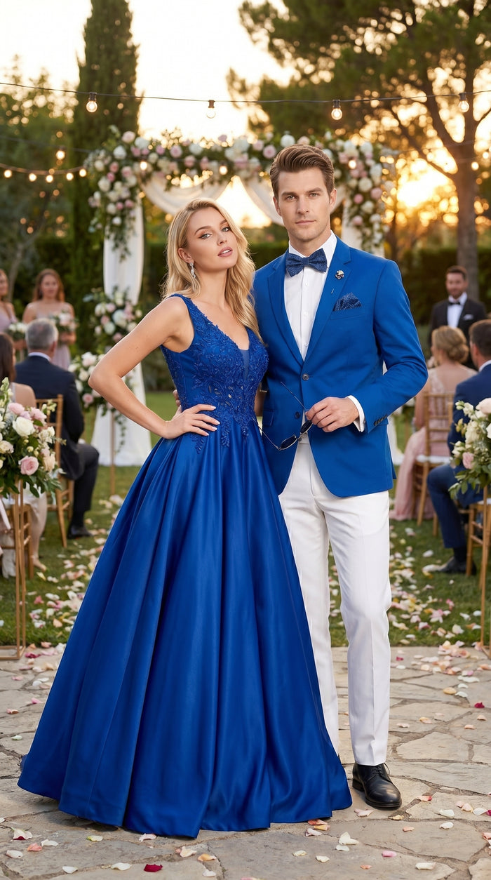 Men’s Royal Blue 2 Button Blazer with Notch Lapel, Wholesale Dress Casual Sport Coat