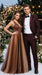 Men’s Brown Slim Fit 2 Piece Tuxedo with Satin Peak Lapel, Formal Wedding Prom Suit