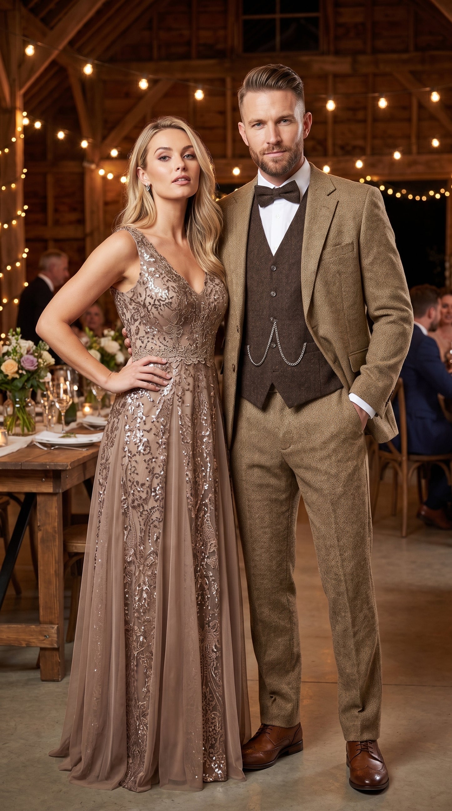 Men’s Great Gatsby Tobey Maguire Inspired Tan Suit with Brown Vest, 1920s Costume Outfit