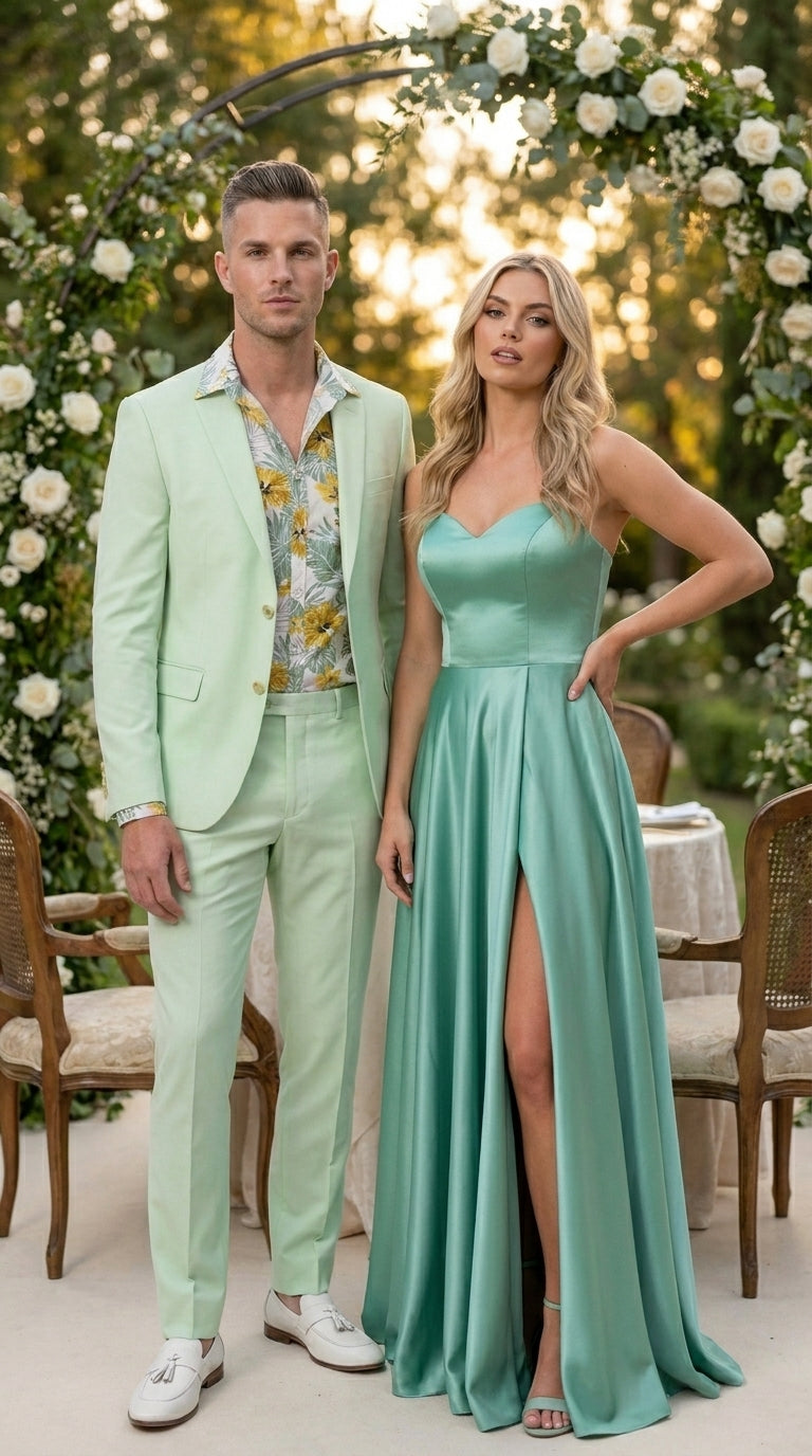 Men’s Mint Green Suit, Sage Green Summer Wedding and Prom Dress Suit