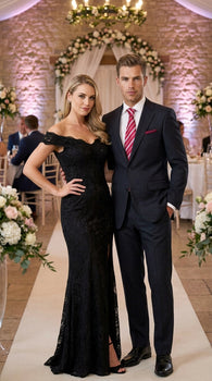 Men’s Black Pinstripe 2 Button Business Suit, Affordable 2 Piece Formal Dress Suit Clearance Sale