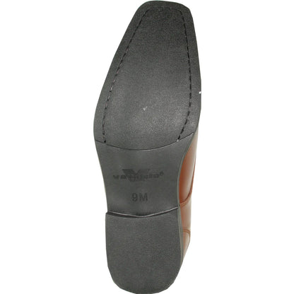 Bravo Mens Modern Pointy Square Toe Oxford Dress Shoe in Cognac