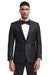 Mens Black Blazer - Men's Slim Fit Tonal Paisley Prom Dinner Jacket in Black