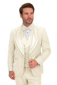 Off White Italian Wool 3-Piece Modern Fit Tuxedo