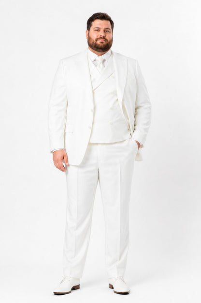 Tiglio Italian Suit - Real Wool Fabric Super 150's San Giovesse off White, Wide Leg Suit & Vest super 150" wool in Color Off White