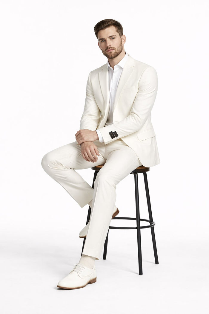 Novello Off-white, Modern Fit, Pure Wool Suit by Tiglio Luxe OFFWHITE