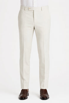 Offwhite Flat Front Wool Dress Pant 2560 by Tiglio Luxe