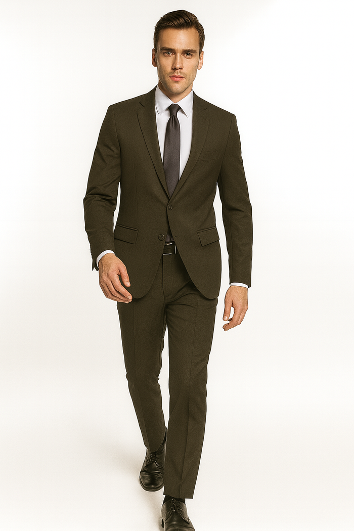 Giorgio Fiorelli Suit Men's Solid Olive Suit - Image 5
