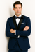 Mens One Button Shawl Lapel Suit Navy Blue