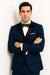 Mens One Button Shawl Lapel Suit Navy Blue