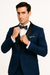 Mens One Button Shawl Lapel Suit Navy Blue
