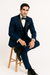 Mens One Button Shawl Lapel Suit Navy Blue