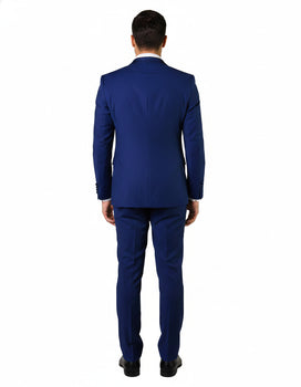 Mens 1 Button Shawl Lapel Vested Wool Wedding - Prom Tuxedo in Bright Sapphire Blue - Mens Slim Fitted Tuxedo - Image 2