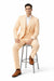 Men's  Notch Label Orange Colour Summer Seersucker Fabric Jacket and Pants 3 Piece Suit