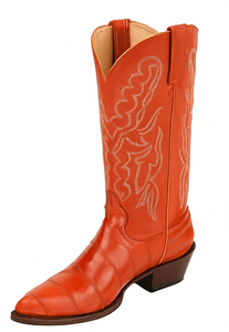 Men's King Exotic Boots Genuine Eel Skin Boots Cognac (4980803)