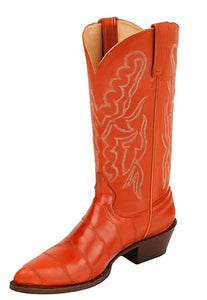 Men's King Exotic Boots Genuine Eel Skin Boots Cognac (4980803)