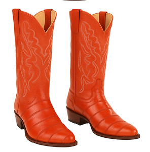 Men's King Exotic Boots Genuine Eel Skin Boots Cognac (4980803)