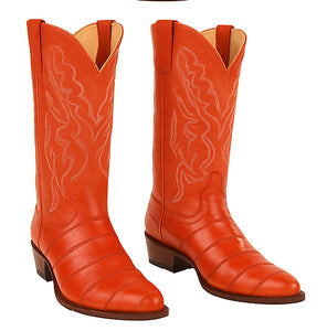 Men's King Exotic Boots Genuine Eel Skin Boots Cognac (4980803)