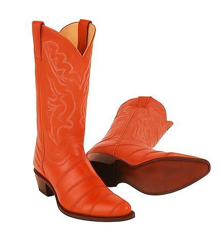 Men's King Exotic Boots Genuine Eel Skin Boots Cognac (4980803)