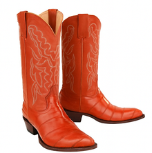 Men's King Exotic Boots Genuine Eel Skin Boots Cognac (4980803)