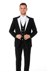 Men’s Black and White Tuxedo Shorts Suit – Modern Formal Tuxedo with Short Pants for Wedding, Party and Special Events
