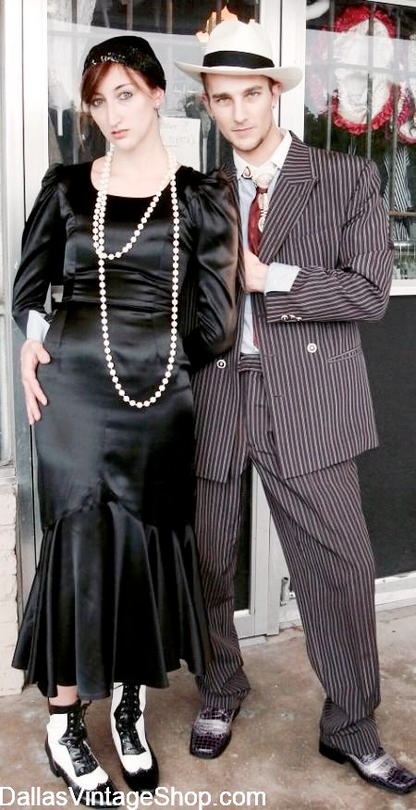 Men’s Brown Pinstripe Bonnie and Clyde Costume Suit – Vintage Gangster 1920s Outfit for Party, Halloween and Themed Events Modern Fit