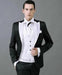 Men’s Black and White Lapel Prom Tuxedo Suit + Black Vest + Black Pants Peak Lapel