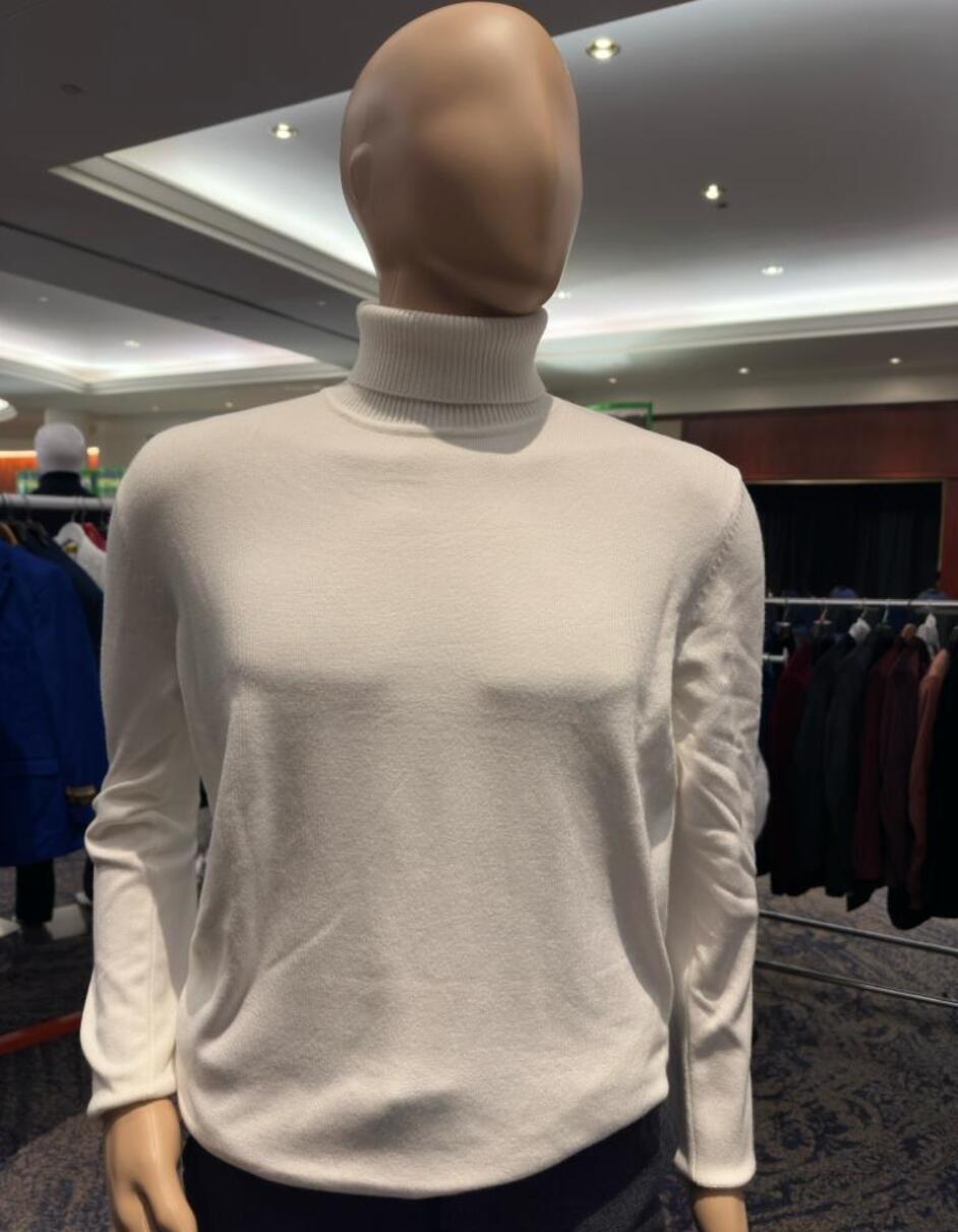 Men's Ivory Turtleneck Sweater – Classic Slim Fit Knit Pullover for Winter Elegance - Cream - Image 5